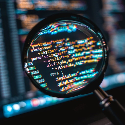 Magnifying glass over code