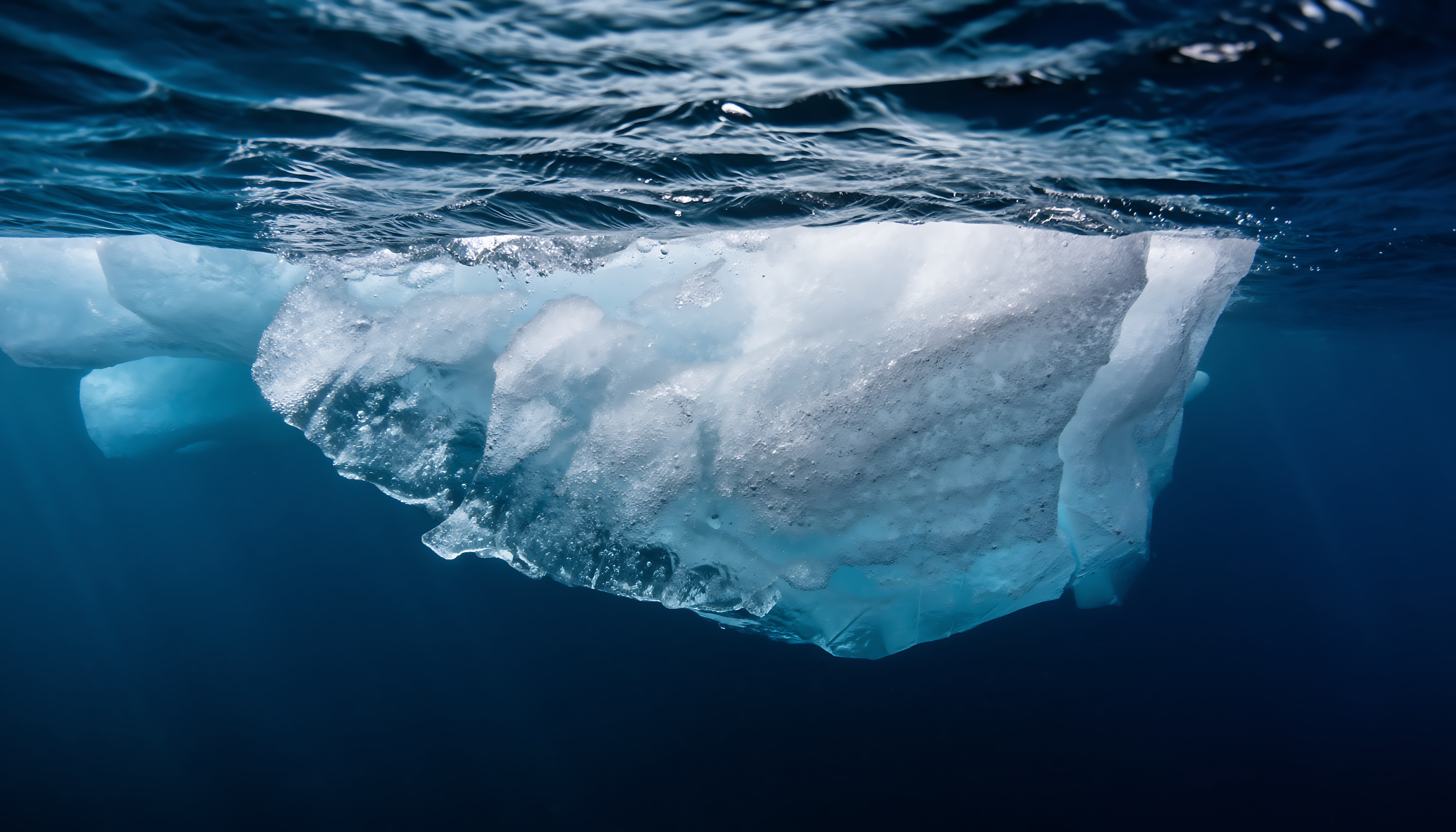 An iceberg seen from below the waterline
